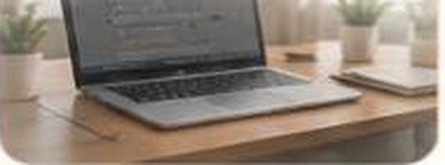 A laptop set up on a desk in a bright home office, ready for a new venture