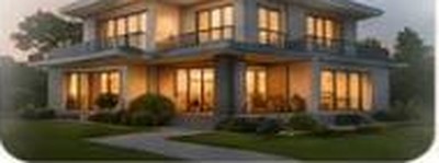A new house in the evening light, ready for a housewarming